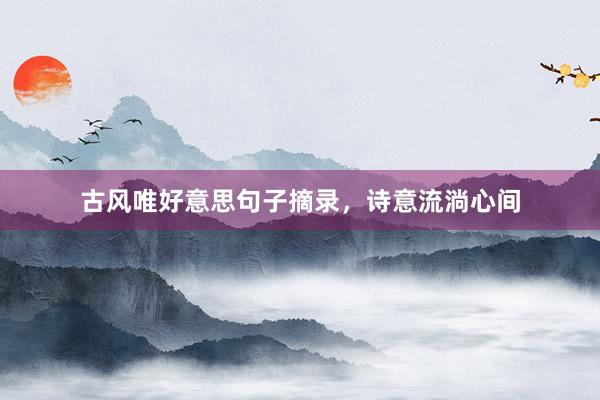 古风唯好意思句子摘录，诗意流淌心间